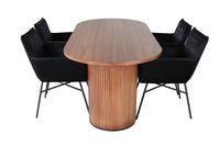 Spisegruppe oval 200 x 90 – svart og valnøtt