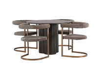 Spisegruppe Olivia & Morning Rund ⌀110 + 2-pakk spisestol – mokka og brun
