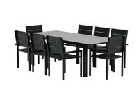 Spisegruppe Levels rektangulær 229 × 100 + spisestol 2-pakk – svart