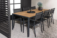 Spisestol Copacabana & Break 2-pakk + Rektangulært spisebord 205 x 90 – svart og natur