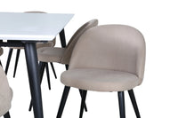 Spisegruppe Jimmy & Velvet rektangulær 195 x 90 + spisestol 2-pakk – hvit og beige