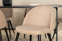 Spisegruppe Uno & Velvet rektangulær 200 x 90 + spisestol 2-pakk – svart og beige