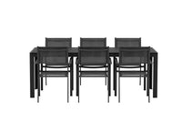 Spisestol Copacabana & Mirko 2-pakk + Spisebord rektangulært 205 x 90 – svart