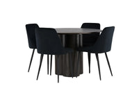 Spisegruppe Olivia & Night rund ⌀110 2-pakk – mokka og svart
