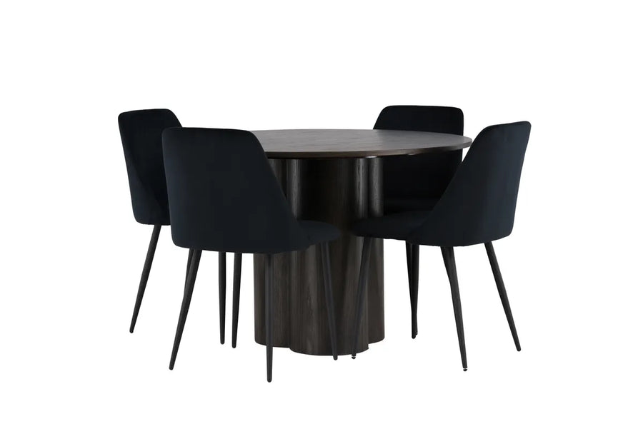 Spisegruppe Olivia & Night rund ⌀110 2-pakk – mokka og svart