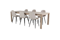 Spisegruppe Slider & Polar 170 x 95 + spisestol 2-pakk – hvitvasket og beige