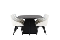 Spisegruppe Bootcut & Rosie oval 230 x 115 + 2-pakk spisestoler – svart og beige