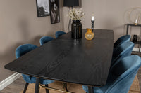 Spisegruppe Gold & Velvet 180 x 85 2-pakk – svart og blå