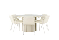 Spisestol Tvist & Sandvik 2-pakk + spisebord ⌀140 Ø140 – beige