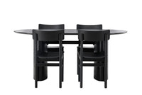 Spisestol Montros & Isolde 2-pakk + Spisebord ovalt 180 x 90 – svart