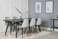 Spisegruppe Sleek & Polar 195 x 95 med 2-pakk spisestoler – svart og grå