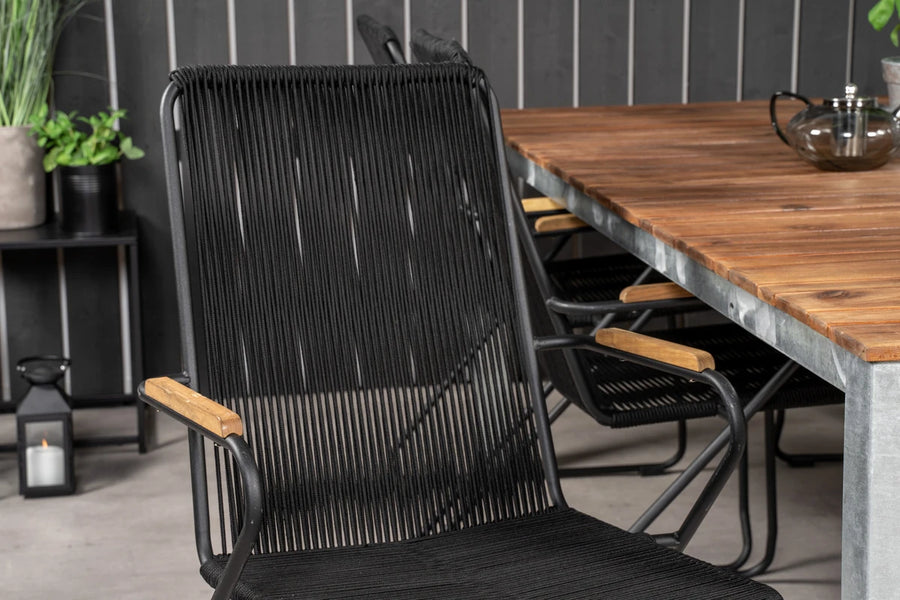Spisegruppe Zenia 200 × 100 + spisestol 2-pakk – natur og svart
