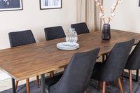 Spisestol Leone & Padang 2-pakk – svart + rektangulært spisebord 250 x 100 – natur