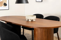Spisestol Arch & Bianca 2-pakk + Spisebord ovalt 200 x 90 – svart og valnøtt