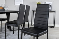 Spisestol Slim & Marina 2-pakk + rektangulært spisebord 180 x 90 – svart