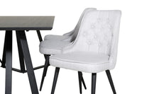 Spisegruppe Marina & Velvet Deluxe rektangulær 180 x 90 + spisestol 2-pakk – svart og grå