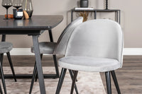 Spisestol Velvet & Inca 2-pakk – grå + Spisebord rektangulært 160 x 85 – svart