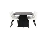 Spisegruppe Bootcut & Night Oval 230 x 115 + spisestol 2-pakk – svart og hvit