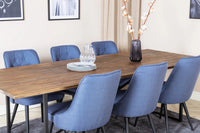 Spisegruppe Padang 250 x 100 + spisestol 2-pakk – natur og blå