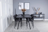 Spisegruppe Sleek & Vault 195 x 95 + spisestoler 2-pakk – svart