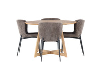 Spisestol Modesto & Yakidon 2-pakk + Spisebord rundt ⌀120 – brun