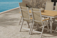 Posisjonsstol Panama 2-pakk – beige + rektangulært spisebord 160 x 90 – natur