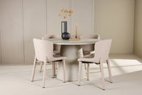 Spisegruppe rund ⌀120 + 2-pakk spisestoler – beige