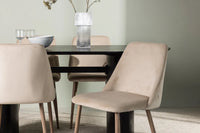 Spisegruppe Isolde 2-pakk + Ovalt 180 x 90 – beige og svart