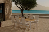Rektangulært spisebord Etna & Levanzo 210 x 90 + posisjonsstol 2-pakk – beige