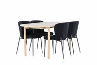 Spisegruppe oval 180 x 90 + spisestol 2-pakk – hvitvasket og svart