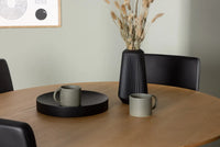 Spisegruppe rund ⌀120 + spisestol 2-pakk – brun og svart