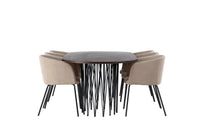 Spisegruppe oval 220 x 100 – beige og mokka