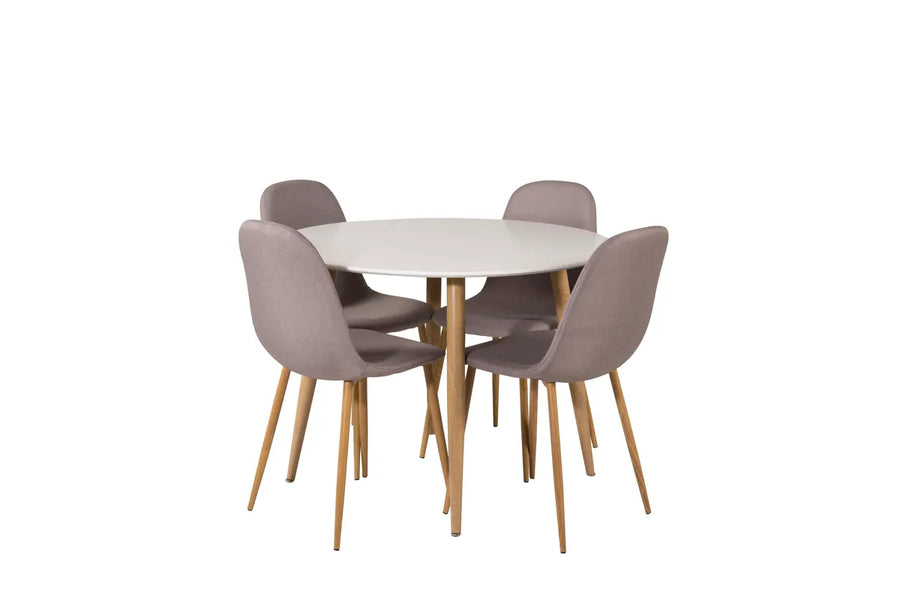 Spisegruppe Polar & Plaza 2-pakk, rund ⌀100 – grå og hvit