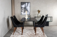 Spisebord rektangulært 120 x 80 + spisestol 2-pakk – svart