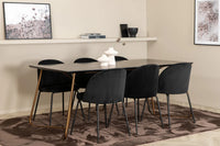 Spisestol Wrinkles & Petra 2-pakk + spisebord rektangulært 190 x 90 – svart