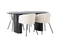 Spisegruppe Berit & Isolde + Ovalt 180 x 90 – beige og svart