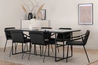Spisestol 2-pakk + Rektangulært spisebord 200 x 90 – svart
