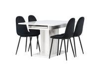 Spisestol Polar & Pluto 2-pakk – svart + Rektangulært spisebord 120 x 90 – hvit