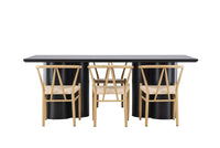 Spisegruppe Alfons & Olivia rektangulær 210 x 100 – beige og svart