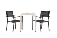 Spisestol Copacabana & Borneo 2-pakk + kafébord 70 x 70 – svart og beige