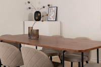 Spisegruppe Uno & Velvet rektangulært 200 x 90 + spisestol 2-pakk – natur og beige