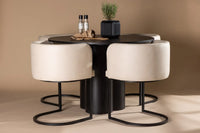 Spisegruppe Olivia Simrishamn Rund ⌀110 – svart og beige