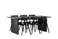 Spisestol Ursholmen & Vail 2-pakk + Rektangulært spisebord 200 × 100 – svart