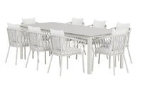 Spisegruppe Levels & Linos 229 × 100 med 2-pakk spisestoler – beige og hvit