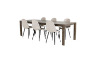 Spisegruppe Slider & Polar 170 x 95 + spisestol 2-pakk – natur og beige