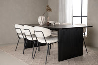 Spisegruppe Chico & Vail 2-pakk + spisebord 200 × 100 – hvit og svart