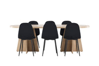 Spisestol Polar & Bootcut 2-pakk + Spisebord ovalt 230 x 115 – svart og natur