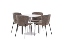 Spisestol Modesto & Hamden 2-pakk + Spisebord rundt ⌀80 – brun og hvit