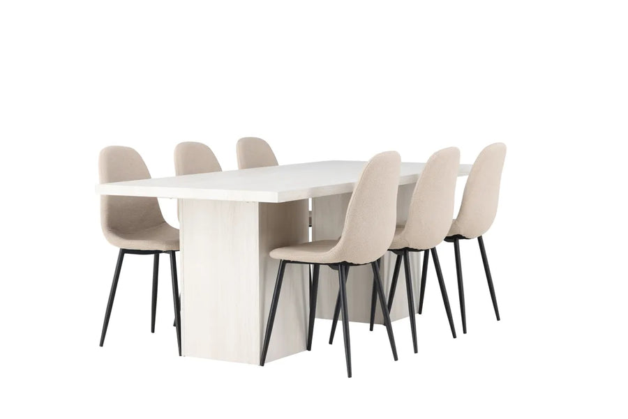 Spisegruppe Polar & Olga 2-pakk 200 x 90 – beige og hvit