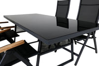 Spisebord Dallas & Panama 193 x 90 + posisjonsstol 2-pakk – svart